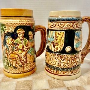 Vintage Ceramic Beer Steins made in Japan Both steins are marked Japan on bottom